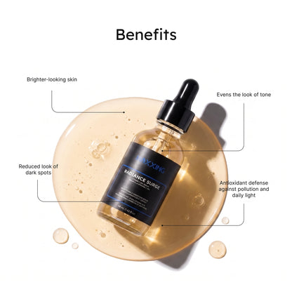 Radiance Surge Vitamin C 10% Serum key benefits infographic