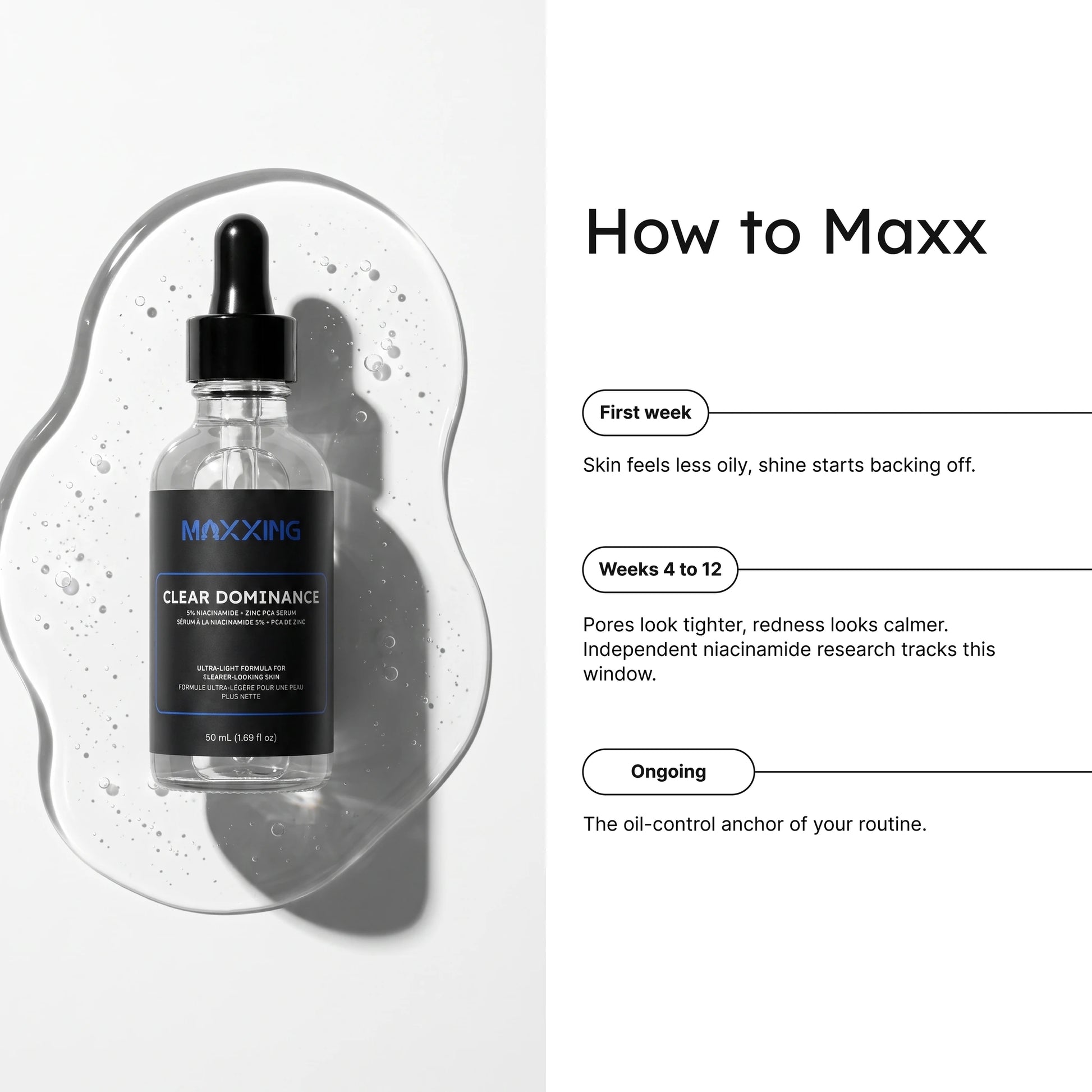 How to use Clear Dominance Niacinamide 5% + Zinc Serum