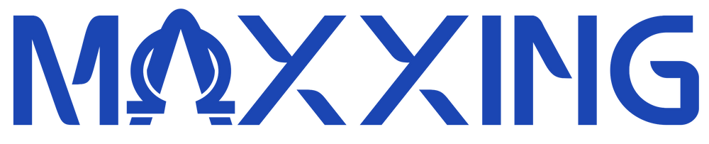 Blue logo with the text 'MAXXING' on a white background