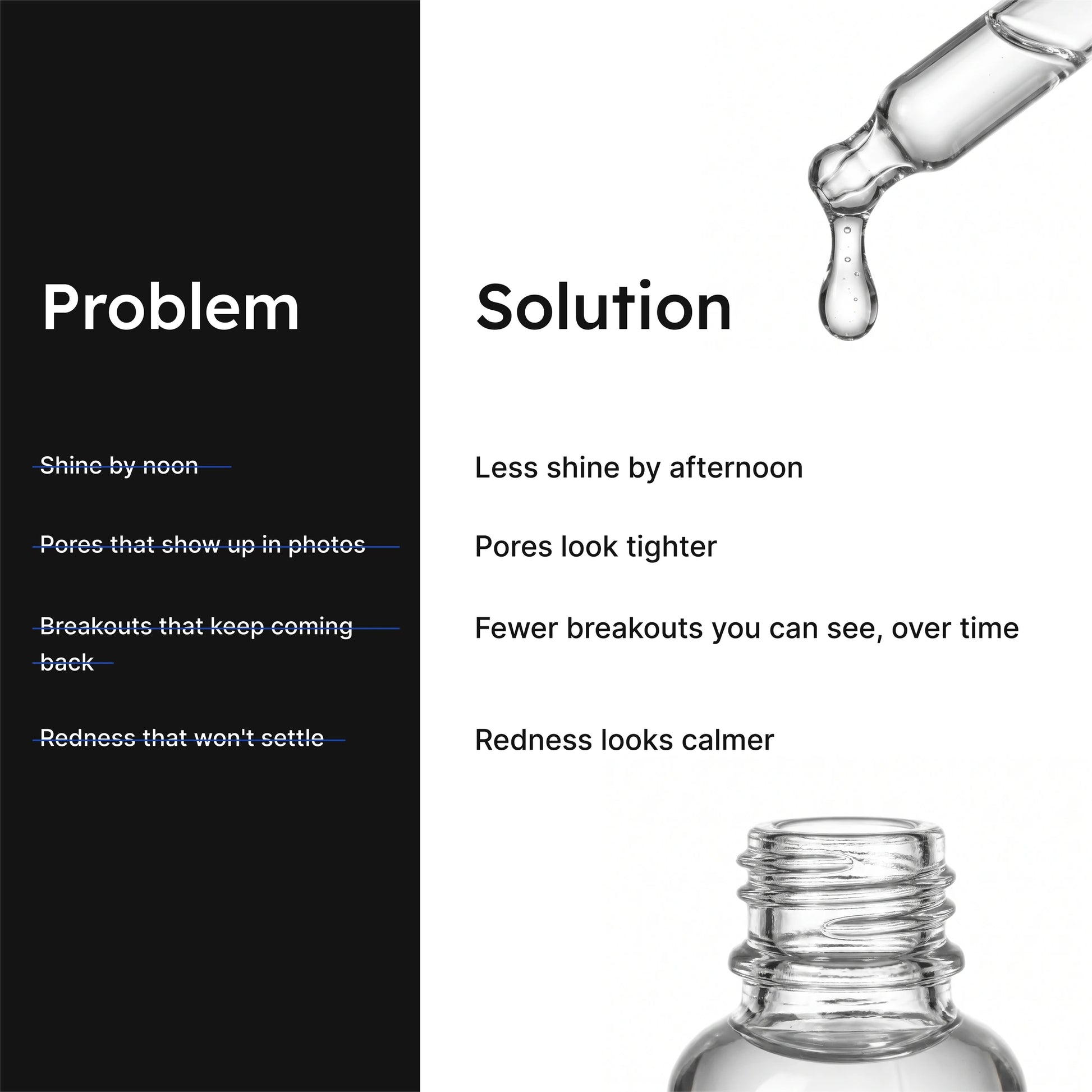 Clear Dominance Niacinamide 5% + Zinc Serum problem and solution infographic