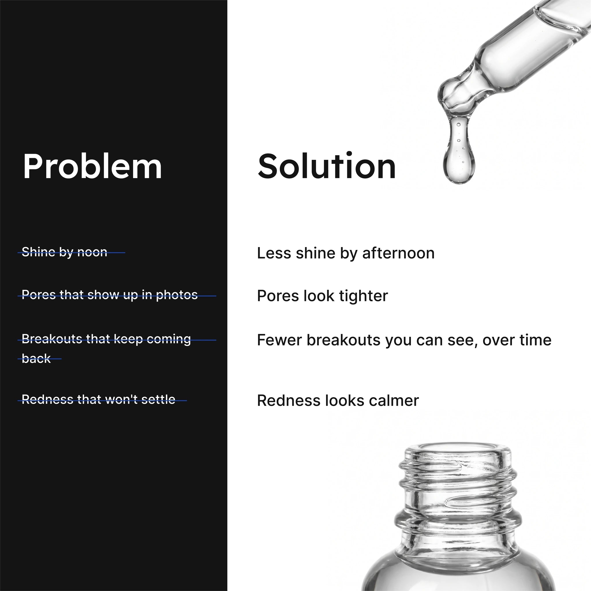 Clear Dominance Niacinamide 5% + Zinc Serum problem and solution infographic