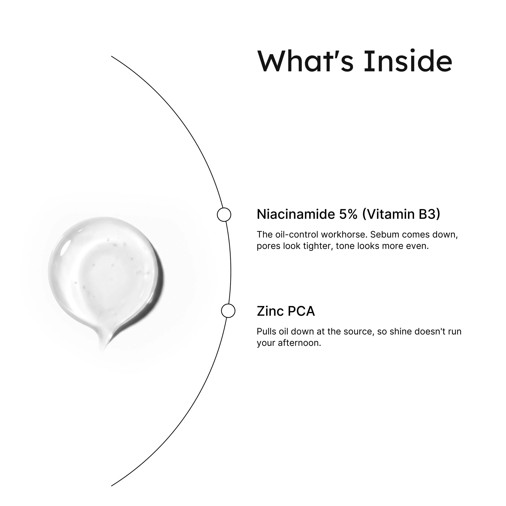 Clear Dominance Niacinamide 5% + Zinc Serum ingredients infographic