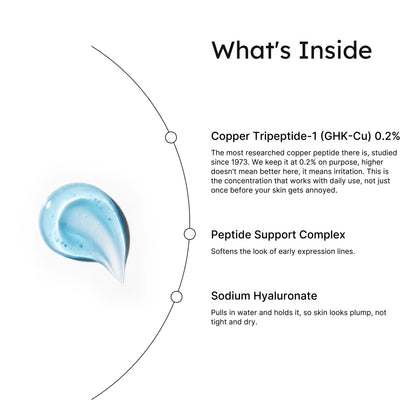 Glow GHK-Cu Copper Peptide Serum ingredients infographic